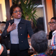 Mignon Clyburn introduces herself to the Journal-isms Roundtable in Washington on April 10.